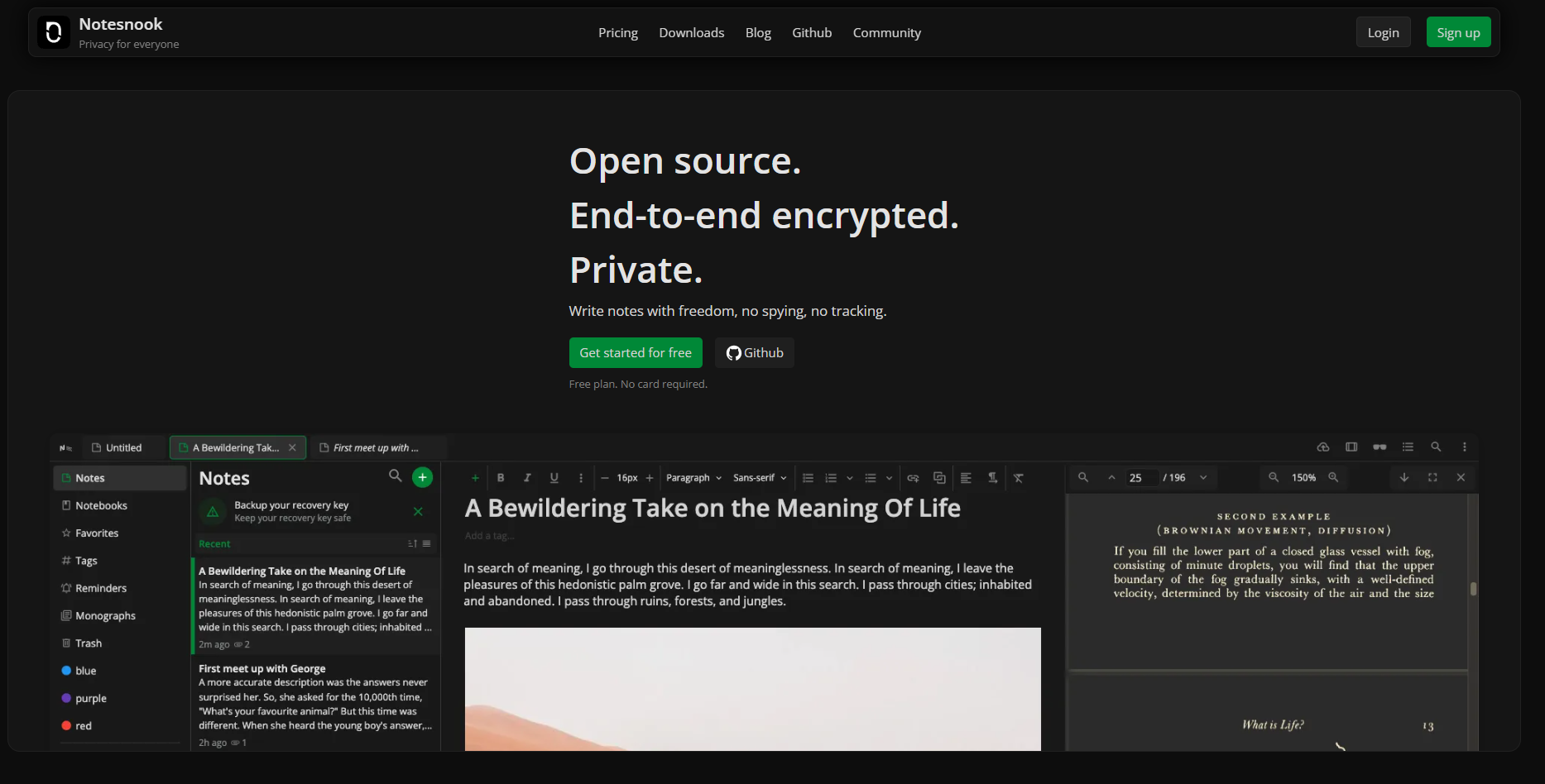Notesnook landing page